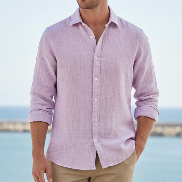 Vineyard Vines Other - Vineyard Vines Men's | 100% Linen Purple Stripe Button Down Shirt | Size Large